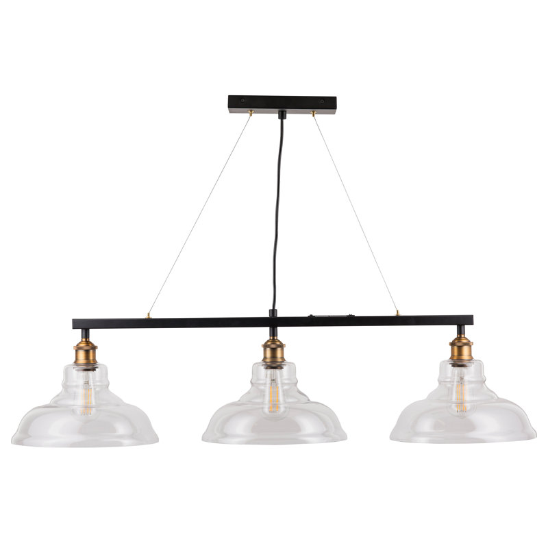 Weilers 3 - Light Kitchen Island Pendant, Antique Brass