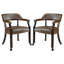 Ensemble de 2 chaises de salle à manger rembourrées de style Mid-Century moderne en bois synthétique avec accoudoirs et roulettes Wexford pour la salle à manger, la cuisine ou le bureau-539412327-539412325