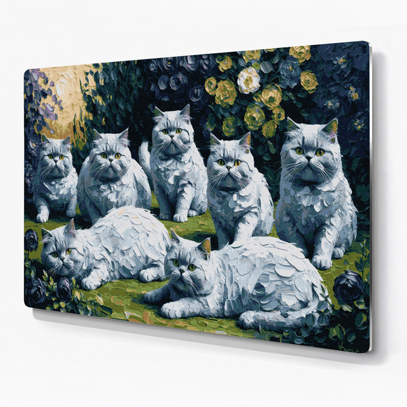 «Cats British Shorthair», art mural en métal gris, H 11 po x l 14 po