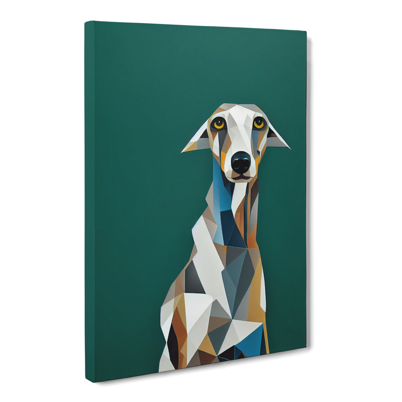 Greyhound Geometric - Wrapped Canvas, 60cm H x 40cm W x 3cm D