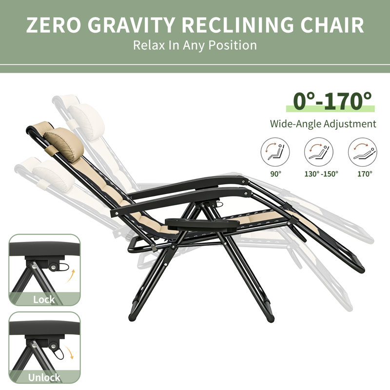 Folding Recliner Chair, Cream