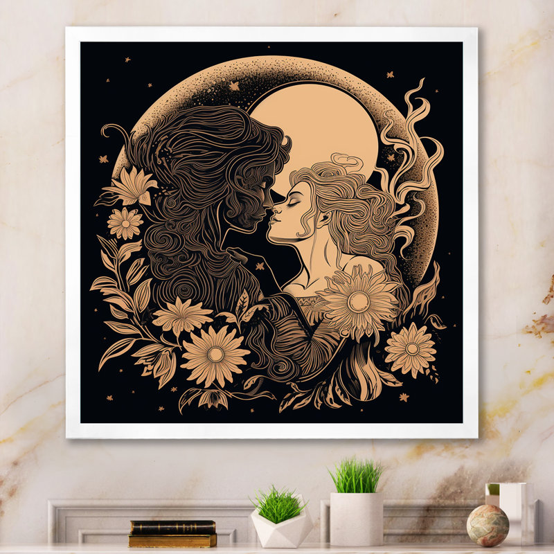 «Twin Flame Love Story Tender Couple», reproduction sur toile, H 16 po x l 16 po x P 1 po, Cadre simple blanc