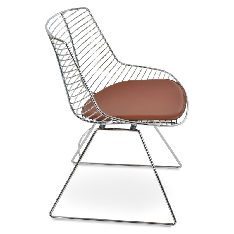 Chaise d'appoint Tiger, Similicuir cannelle, Chrome