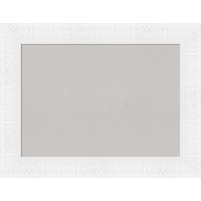 Luxe White Framed Corkboard, Grey Cork Bulletin Board, Organization Board, Pin Board