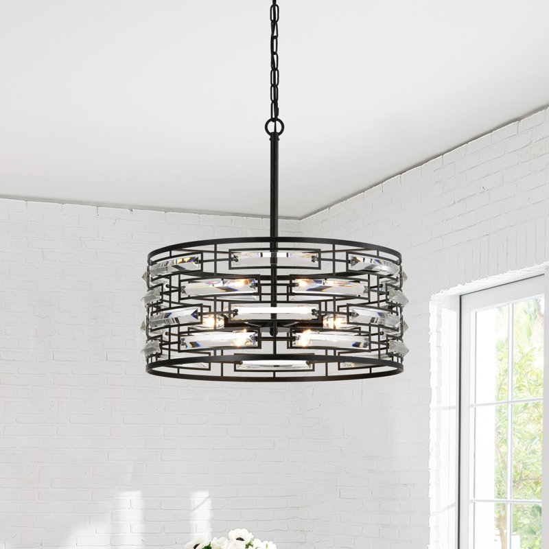 Panra 6 - Light 20" Drum Chandelier, Antique Black