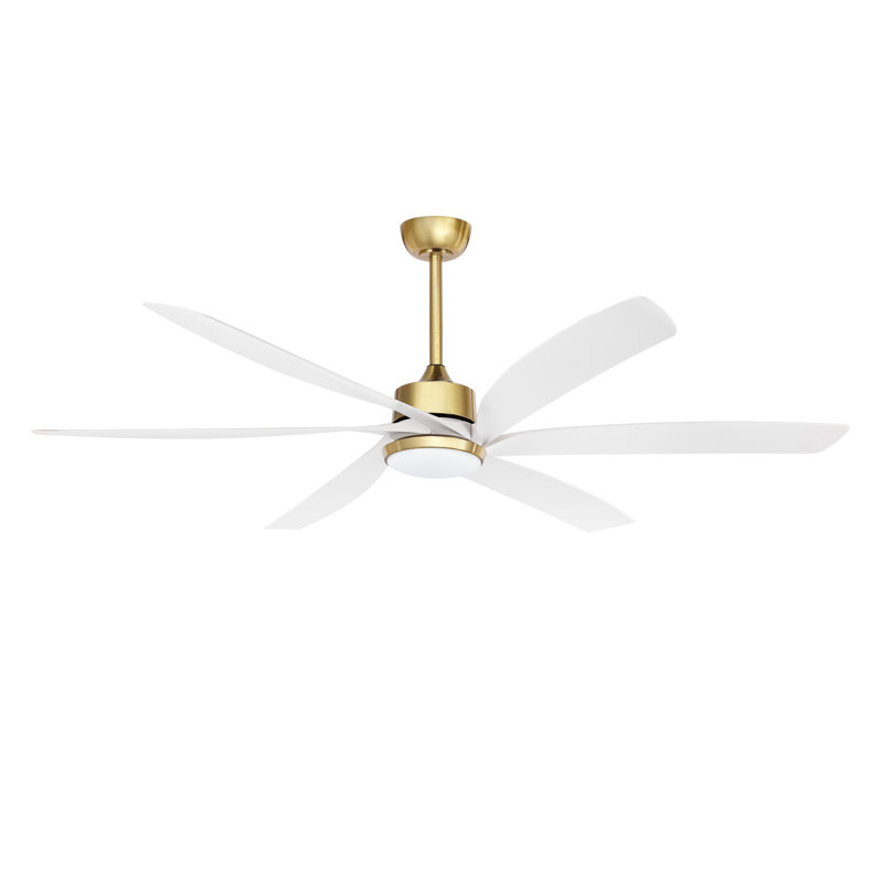 Grand ventilateur de plafond 64 po avec lumière DEL et télécommande, Doré, Blanc