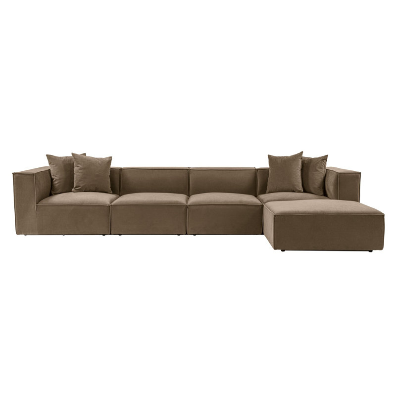 Canapé d’angle, H 25,6 po x l 137,8 po x P 74,8 po, Lin brun