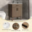Ensemble de meuble-lavabo 24 po avec lavabo, ensemble de meuble-lavabo avec deux portes à fermeture douce et ensemble de meuble-lavabo simple moderne avec poignées en métal (brun avec lavabo, 24 po)-2122337398