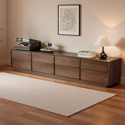 Oak TV Stand with Four Enclosed Drawers
