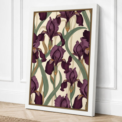 Iris Garden Pattern Botanical - Wrapped Canvas