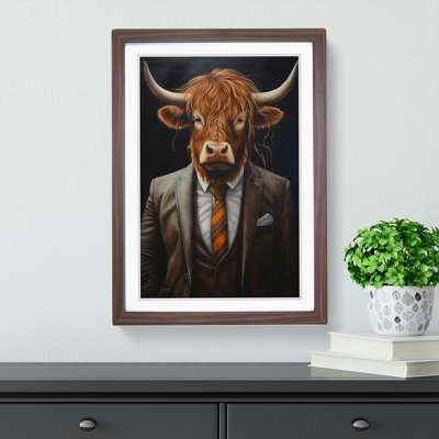 Highland Cow In A Suit Painting No.2 - Framed Print
