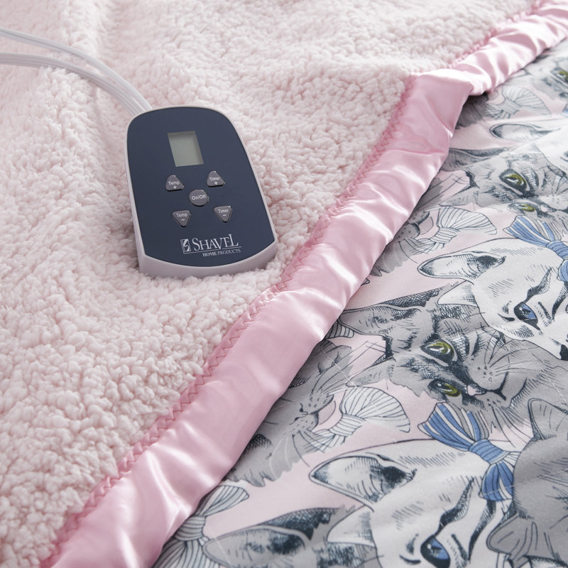 Couverture électrique en sherpa Micro Flannel®, Double, Chats