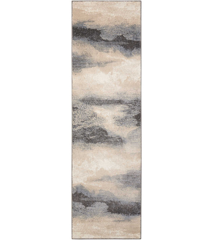 Tapis gris contemporain Ashli, Tapis de couloir 2 pi 2 po x 7 pi 6 po