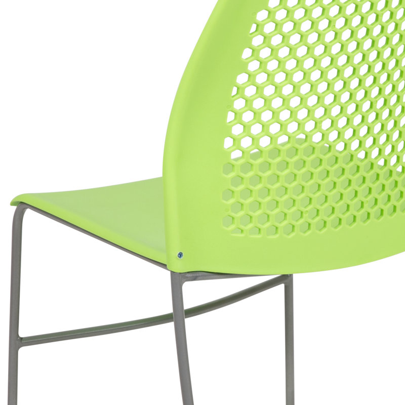 Contemporary 661 lb. Capacity Green Metal Stack Chair with Air-Vent Back
