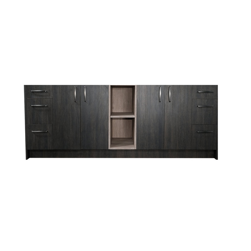 Base de meuble-lavabo double 84 po Pasadena, prête à installer, Chêne Mossy