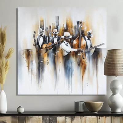 Abstract Jazz Musicians In The Studio III - Music Jazz Wall Art Living Room