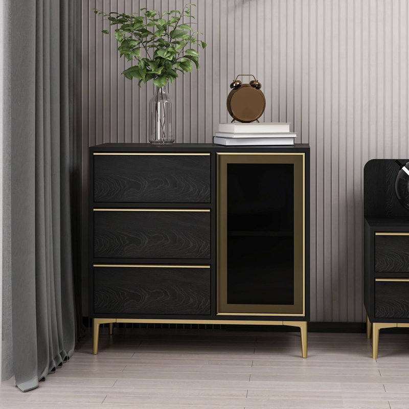 Oded Dressing Table, Black/Oak