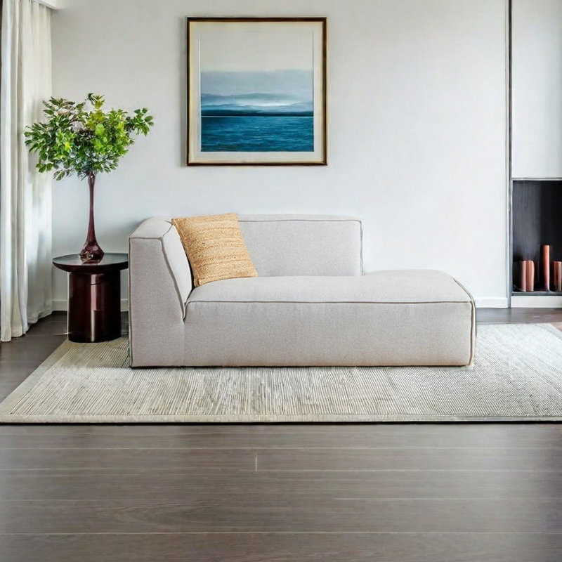 Chaise longue rembourrée Modern, Accoudoir à gauche (vu de face), Blanc cassé