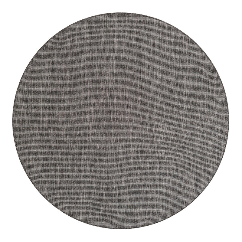Avaughn Black Indoor/Outdoor Area Rug, Round 6'1", Black