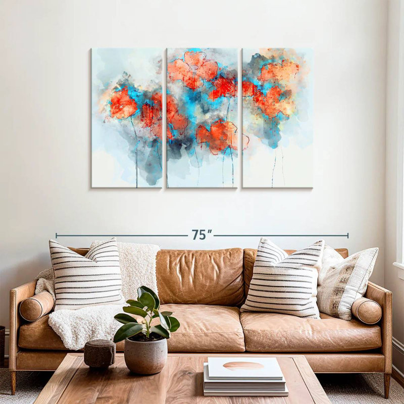 Coquelicots à motif floral abstrait Avery, H 36 po x l 57 po