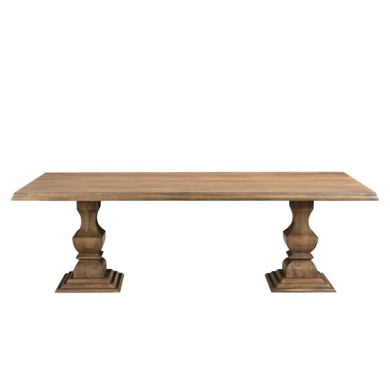Josiane Solid Wood Top Double Pedestal Dining Set, 96" L x 42" W, 11 Pieces: Table, 10 Chairs