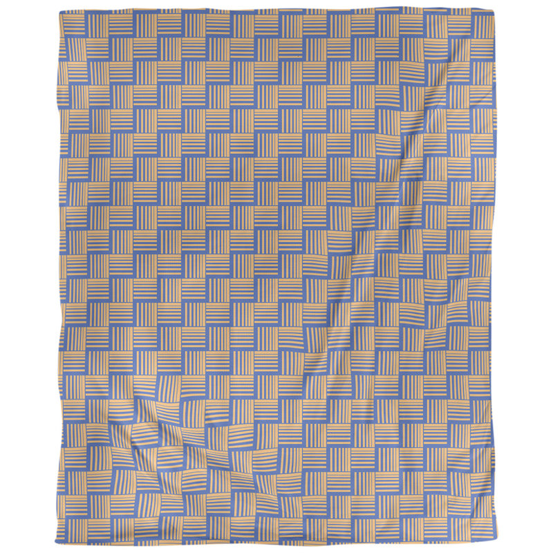Tissu basketweave contrast, Bleu / orange, L 58 po x l 36 po, Sergé de coton
