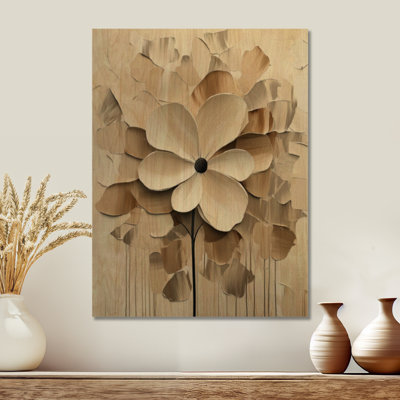 Décoration murale florale Soft Ivory Blossom, imprimée sur bois