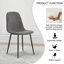 Ensemble de 6 chaises de salle à manger modernes en lin et en coton, gris foncé, siège et dossier intégrés avec pieds robustes en métal noir, l 15,8 po x P 16,9 po x H 34,5 po, idéal pour la décoration intérieure moderne - noir + gris foncé + lin + métal + Ensemble de 6-1838267347