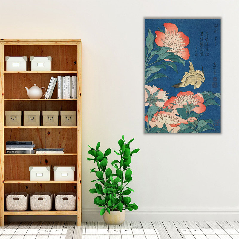 Pivoines et canari, 1833, reproduction d'art sur toile, H 24 po x l 16 po