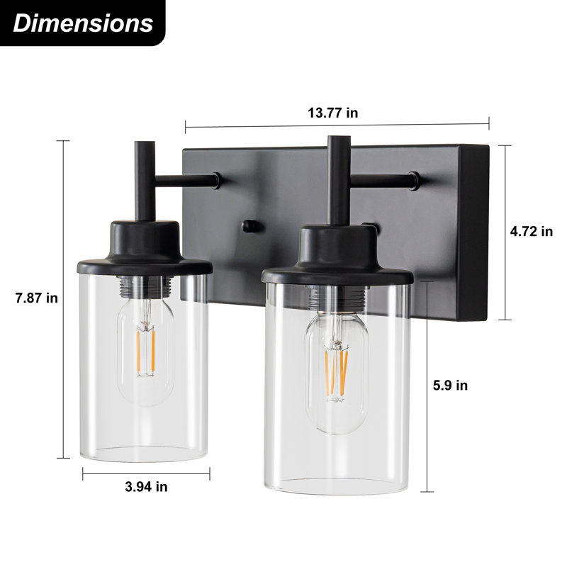 Addam 2 - Light Dimmable Bathroom Vanity Light, Matte Black