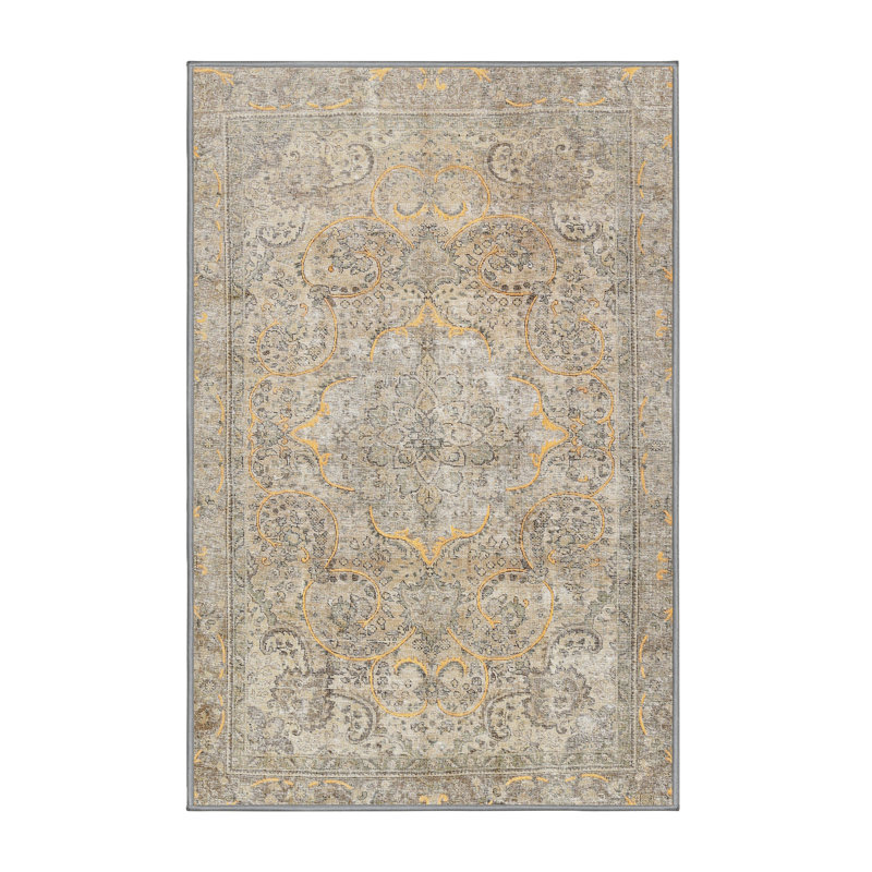 Tapis gris/beige traditionnel Carnmore, Rectangle 2 pi x 5 pi