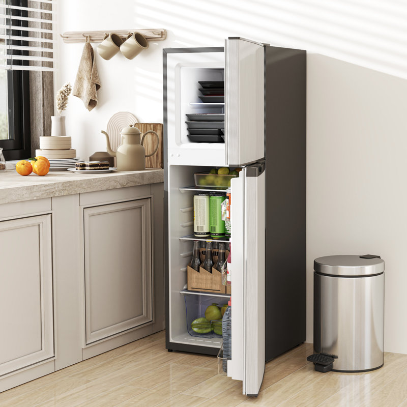 Mini Fridge with Freezer 4.6 Cu.Ft 2 Door Small Refrigerator, Silver