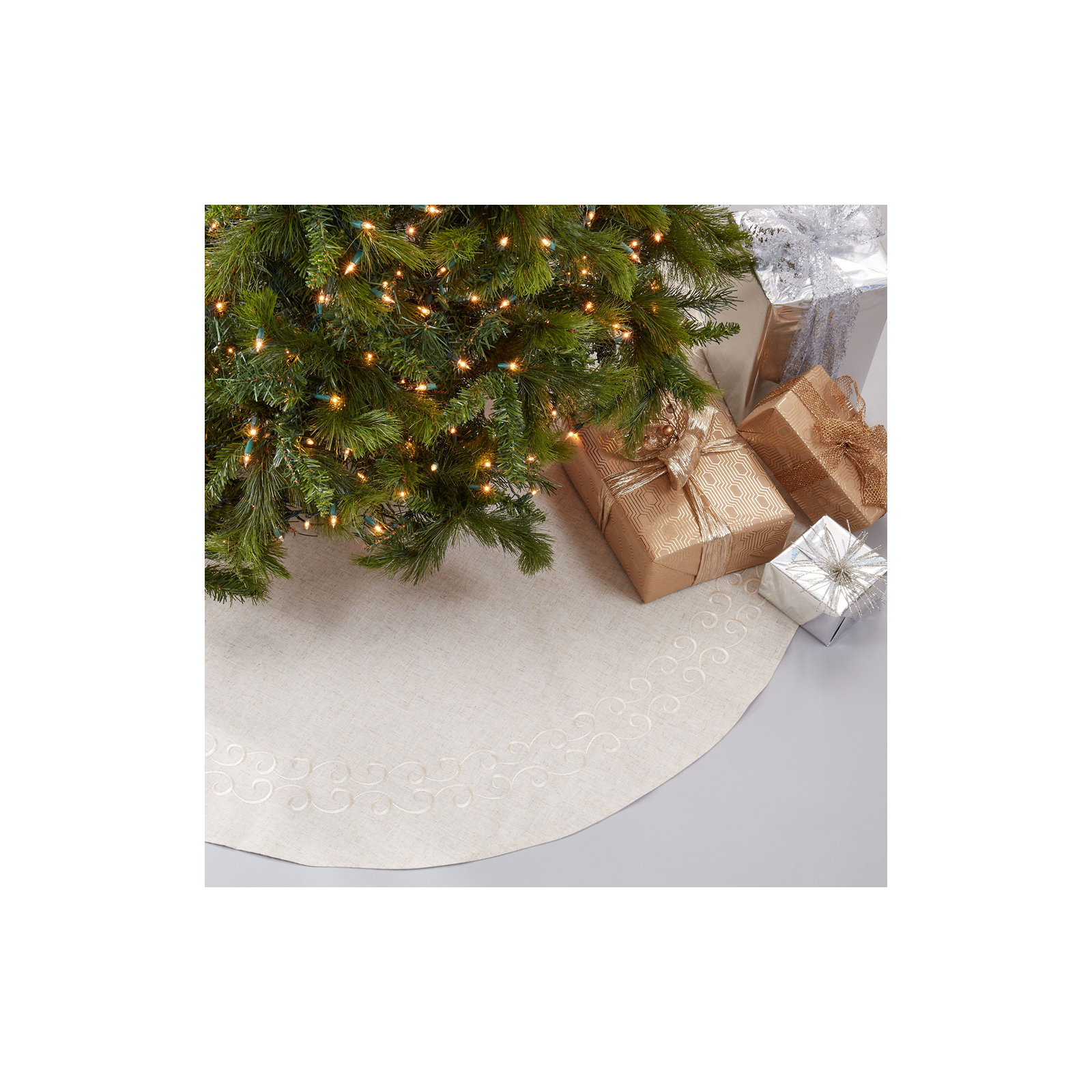 Embroidered Tree Skirt, 68" x 68"