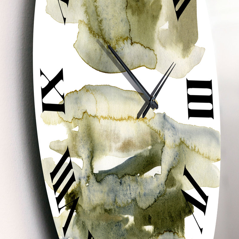 Nuage abstrait vert foncé II - horloge murale moderne, Petit
