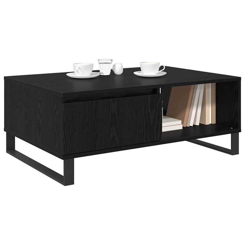 Coffee Table with Storage, Black Oak