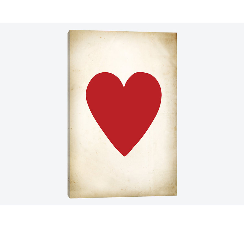«Card III Heart», impression sur toile, H 26 po x l 18 po x P 1,5 po, Toile tendue, Pas de tapis