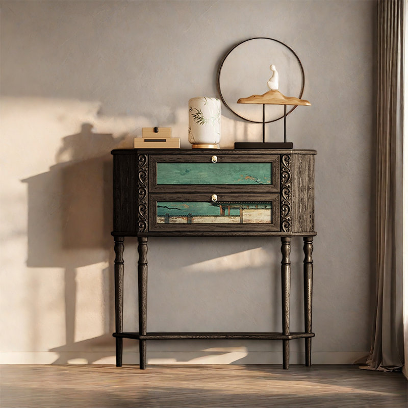 Solid Pine Two Drawer Storage Cabinet