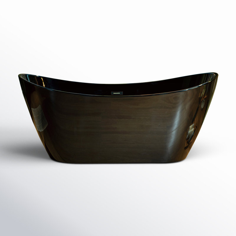 67'' x 32'' Freestanding Soaking Acrylic Bathtub, Oil Rubbed Bronze, Glossy Black