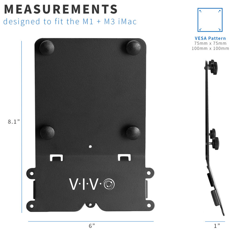 Black Steel VESA Adapter Plate Bracket Kit for 24" M1 iMac Monitors