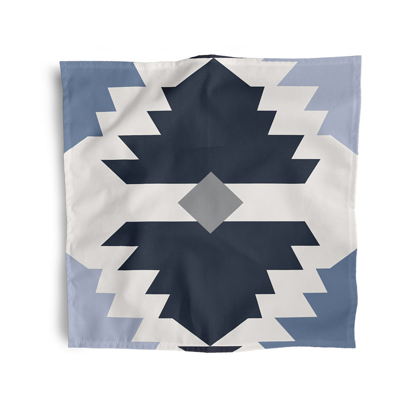 Buldir Polyester Geometric Square Napkin, Navy