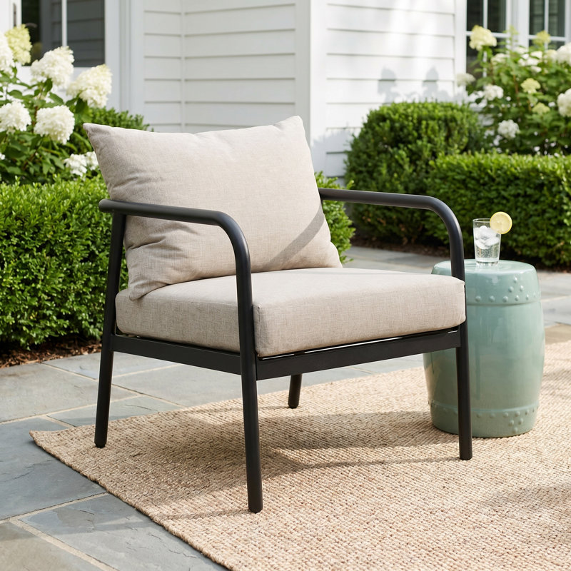Caspian Round Tube Club Chair With Olefin Cushions