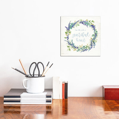 Blue Lavender Wreath by Nan - Wrapped Canvas Print
