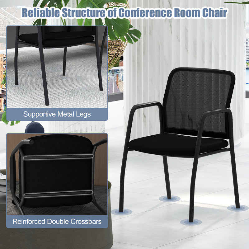 Ensemble de 12 chaises de salle d'attente avec dossier ergonomique et accoudoirs Gymax
