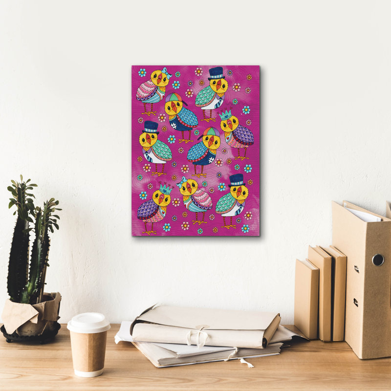 «Chickadees» par Hello Angel, art mural sur toile, H 16 po x l 12 po x P 0,75 po