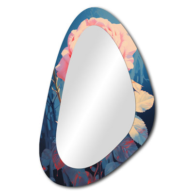 Rieves rose rose au clair de lune rétro - miroir mural asymétrique unique, miroir de forme irrégulière