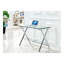 Bureau d'ordinateur en verre, table d'ordinateur portable en verre trempé transparent avec bureaux à bords arrondis, table de canapé
