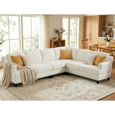 Canapé modulaire rembourré 4 pièces en chenille douce 4 pièces l 112,6 po