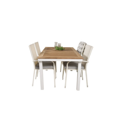 Navya 4 - Person Patio Dining Set with Extendable Rectangular Table , Cushions Included