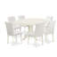 Ensemble de mobilier de salle à manger 7 pièces composé d'une table ovale en bois avec feuille papillon et de 6 chaises de salle à manger Parson en similicuir blanc, 42 x 60 pouces, lin blanc-1271931451-1272194794-1321449419