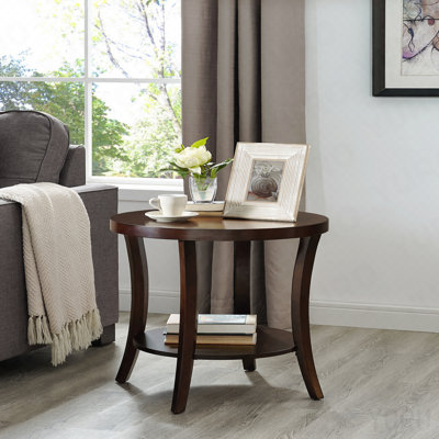 Perth Contemporary Oval Shelf End Table - Espresso
